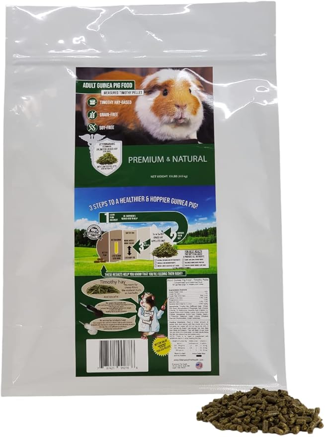 Sherwood Pet Health Adult Guinea Pig Food Measured Timothy Pellet (10 Pound) Hay-Based, Grain-Free, Soy-Free for Better Digestion