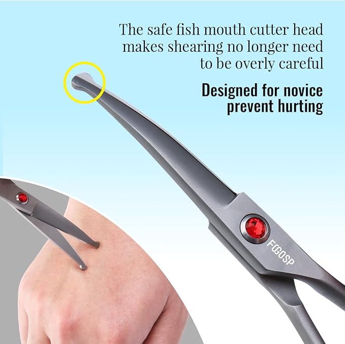 4.5" Dog Grooming Scissors - 2pcs Curved Scissors & Thinning Shears for Small Dog, Cat Face & Paws - Japan 440C (2Kit)