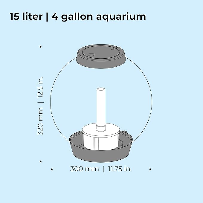 biOrb Classic 15 Acrylic 4-Gallon Aquarium with Multi-Color Remote-Controlled LED Lights Modern Compact Tank for Tabletop or Desktop Display, Silver