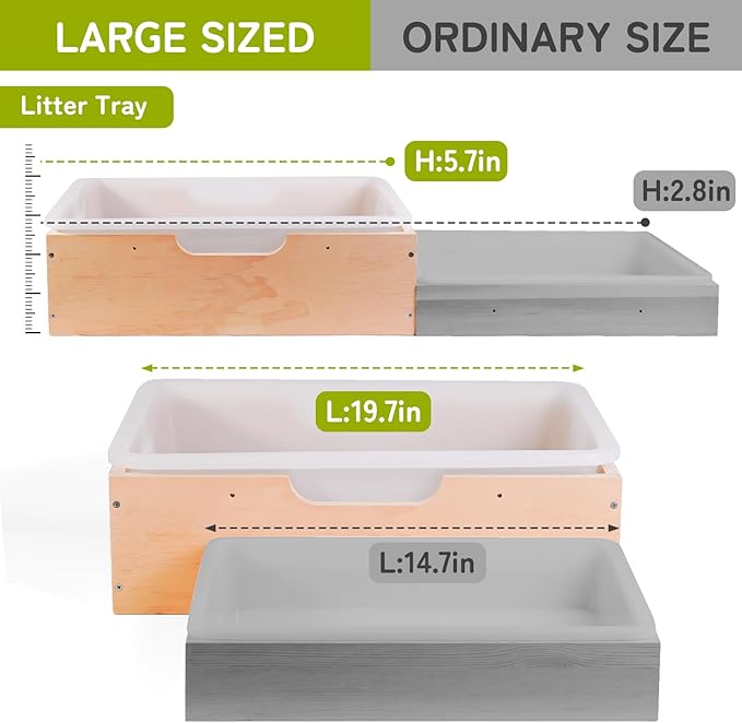 3 in 1 Extra Large Rabbit Hay Feeder with Litter Box, Wooden Bunny Toilet, for Large and Medium-Sized Dwarf Rabbit, Guinea Pig, Chinchillas, Hamster, Ferret, Other Animals