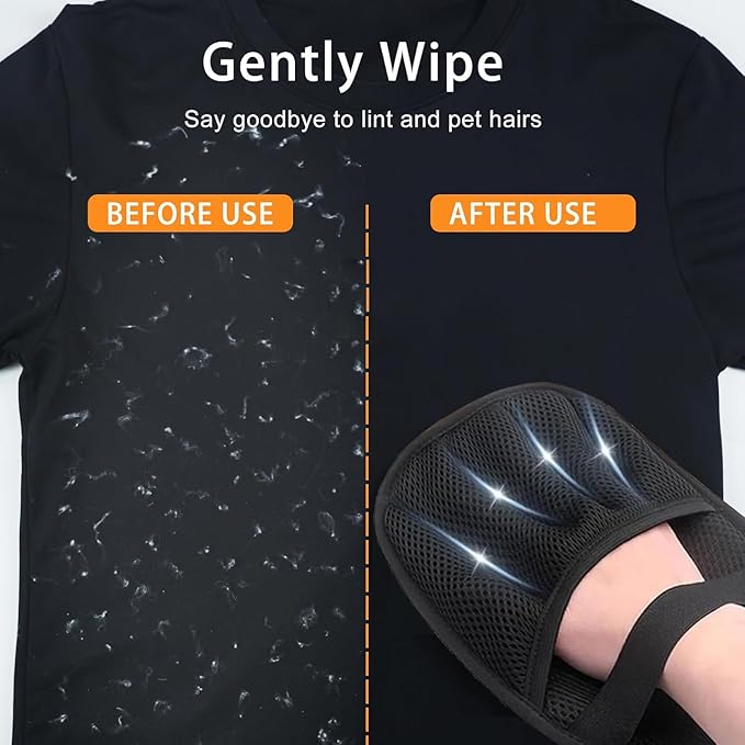 3PC Pet Hair Removal Glove for Cats & Dogs, 2025 Newly Upgraded Five-Finger Electrostatic Pet Hair Gloves, Reusable Pet Hair Remover Tool for Furniture, Car, Couch, Carpet, Clothes