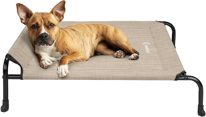 Veehoo Original Elevated Dog Cot - One-Sided Raised Headboard Cooling Pet Bed, Non-Slip & Breathable, L, CWC2417A