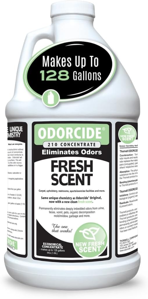 Odorcide Odor Eliminator Concentrate: Odor Eliminator for Strong Odor on Carpets, Hardwood & More - Smoke, Sweat & Pet Odor Eliminator for Home w/Non-Enzymatic Formula, 64 oz