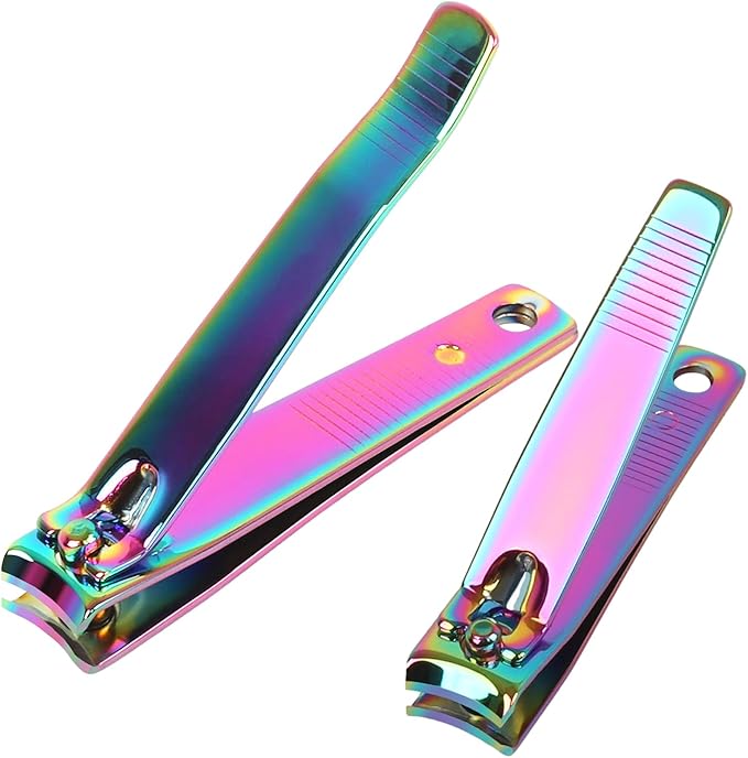 Rocutus 2pcs/Set Portable Nail Scissors Adult Pedicure Nail Clippers Household Small Scissors Foot Manicure Scissors Manicure Tools (Bight Colorful)