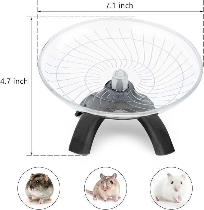 Hamster Wheel Silent Hamster Exercise Wheel Running Spinner Hamster Flying Saucer for Hamsters Gerbils Mice and Other Small Pets (Black)