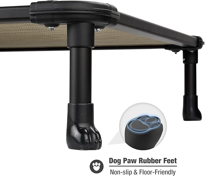 Veehoo Chew Proof Elevated Dog Bed - Cooling Raised Pet Cot - Rustless Aluminum Frame and Durable Textilene Mesh, Unique Designed No-Slip Feet for Indoor or Outdoor Use, Beige Coffee, X Large