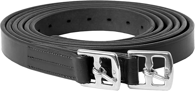 Exion Pre-Stretched Leather Stirrup Leathers for English Saddles | Premium Vegetable-Tanned Non-Stretch Stirrups for Jumping, Dressage & Schooling | 18-Hole Numbered Adjustment & SS Buckles