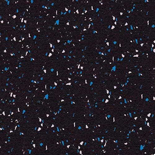 American Floor Mats 1/4in (7mm) Thick 10% Blue/Grey 4' x 5' Heavy Duty Rubber Rolls, Protective Exercise Mats, Home Gym Rubber Flooring