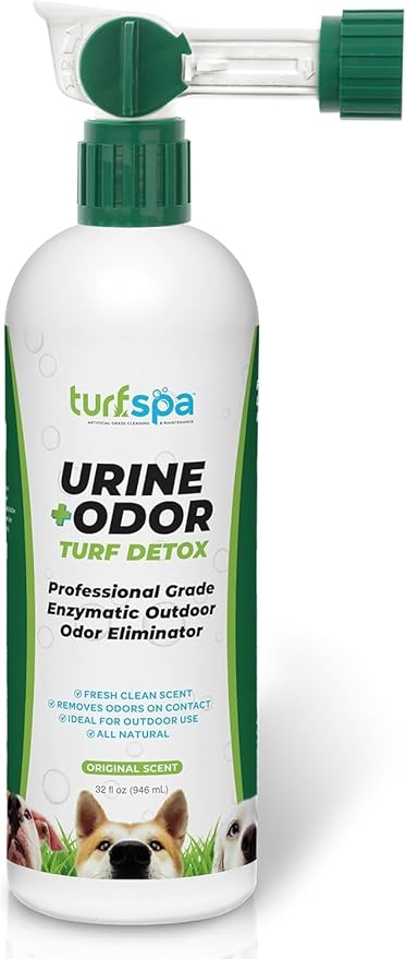 Urine & Odor Turf Detox: 32 oz Professional Enzyme Cleaner & Odor Eliminator for Artificial Grass, Turf, Concrete, Patio & Kennels, Pet Urine Enzymatic Cleaner for Dogs & Cats