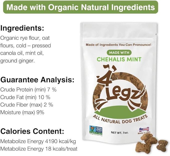 Chehalis Mint Dog Treats – Healthy, Crunchy, Vegan Biscuits with Whole & Real Ingredients – All Natural & USA‐Baked, (7 Ounce, Pack of 3)