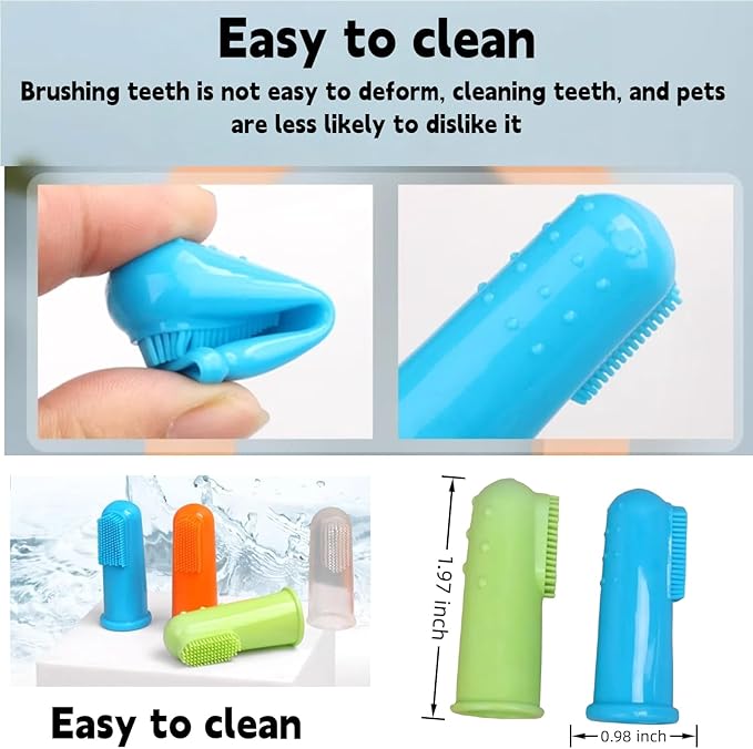 4 Pack Pet Tooth Brushing Kit – Extra Soft Finger Toothbrushes for Cats & Dogs Gentle Plaque & Tartar Removal, Freshens Breath Pain-Free Teeth Cleaning for Small to Large Pets