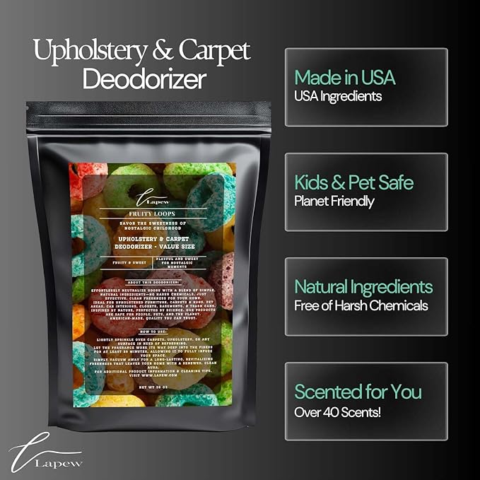 Fruity Loops Carpet Freshener Powder Refill 36 oz | Powerful Odor Eliminator for Home | Upholstery Deodorizer | Carpet Deodorizer | Pet Urine | Cat Litter Box