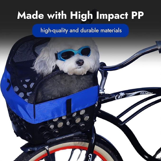 BiKASE Durable Dog Bike Basket & Carrier, Rear Mount Pet Basket for Bikes with Super Comfort Mat and Cover, Ideal for Small Dogs and Cats up to 12 lbs