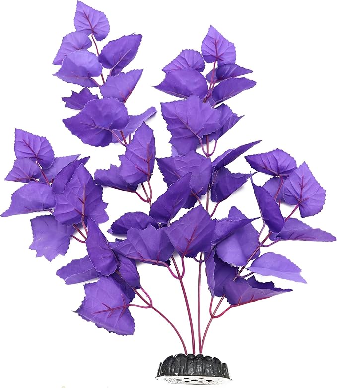 ALEGI Silk Aquarium Plants, 16 Inch Artificial Silk Plants Decorations for Fish Tank,Aquarium Décor Plastic Plants (Purple, 2 Pack)