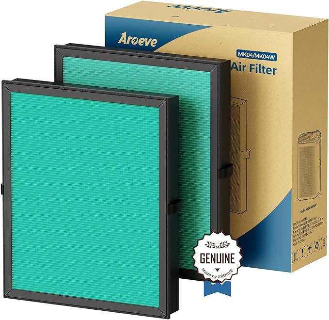 AROEVE MK04 Air Filter Replacement 4-in-1 Filter for Pollen Pet Dander Hair- Pet Dander Version(2 Pack)