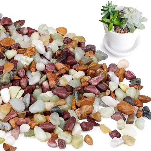 2.5lbs Pebbles for Indoor Plants, 3/8 Inch Small Rocks for Potted Plants, Succulents, Vase Fillers, Cactus Planters, Bird Bath, Fountain, Outdoor Garden Landscaping