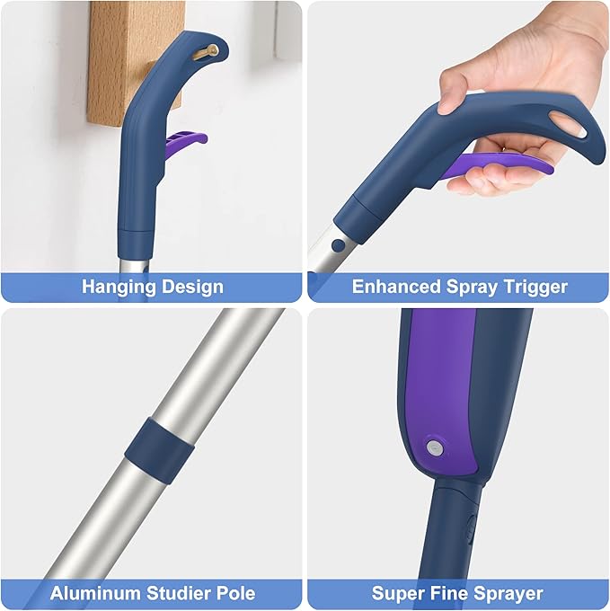 Spray Mops for Hardwood Floor Cleaning- MEXERRIS Microfiber Wet Jet Mops with 2 Bottles 4 Reusable Washable Pads Refills Fit for Swiffer PowerMop Dry Dust for Laminate Tile Wood Floors