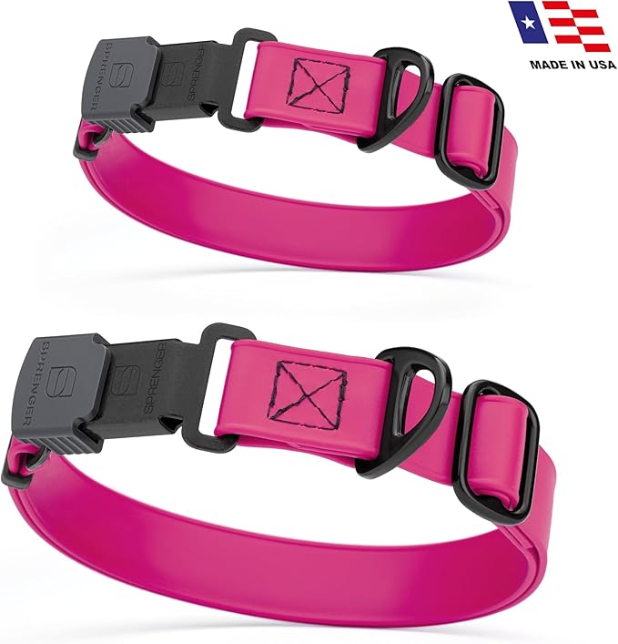 Dogline Biothane Waterproof Dog Collar with Herm Sprenger Stainless Steel Quick Release Buckle – Heavy Duty Tactical Durable Collar for Dogs – Comfortable and Safe Pet Collar, W 1" L 15-25", Magenta