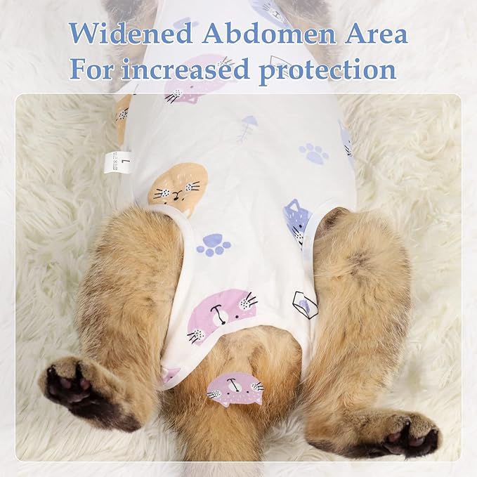 ANWA 2 Pack Cat Recovery Suit - Breathable Cat Onesie for Cats After Surgery Female, Kitten Surgery Recovery Suit Female Abdominal Wounds