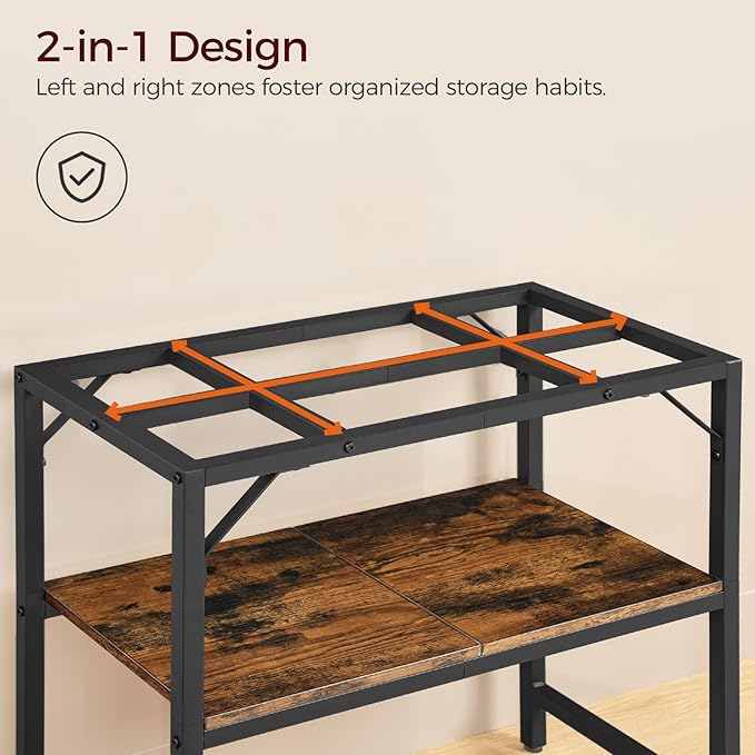 30 Gallon Fish Tank Stand, Aquarium Stand with 2-Tier Storage Shelves, Heavy Duty Breeder Turtle Terrarium Stand Rack for Home Office, 30.0" L x 11.8" W x 24.4" H, Rustic Brown FTHR3001