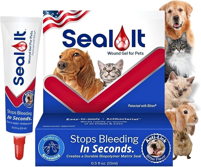 Dog Wound Care Gel – Styptic Powder Alternative for Dogs & Cats | Quick Stop Bleeding for Cuts, Nails & Scrapes | Liquid Bandage First Aid for Pets and Animals | Seal It® 15ml | Made in USA