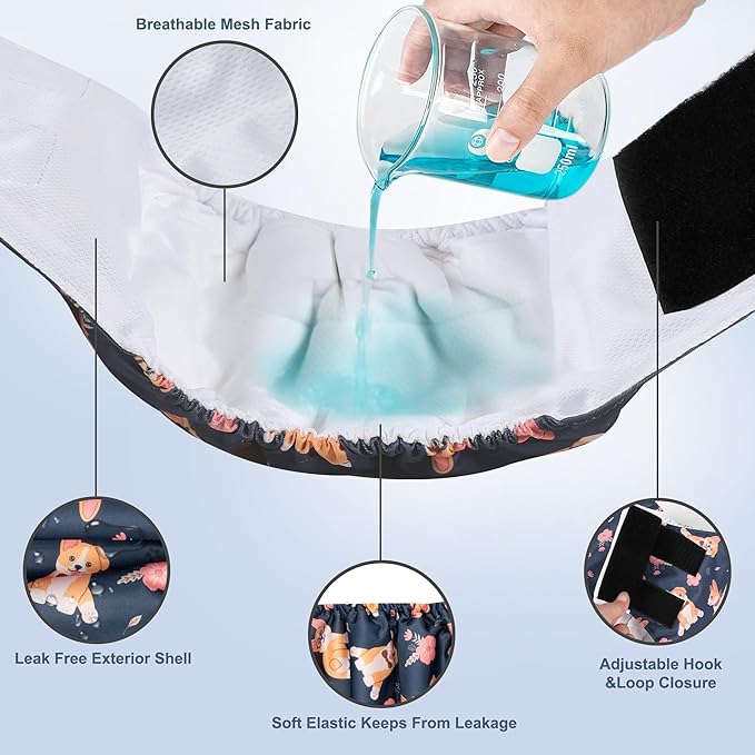 5 Pack Dog Diapers Male,Reusable Leakproof Pet Soft Dog Belly Band Wraps,High Absorbency Male Dog Diaper,Wider Washable Belly Band for Doggy Incontinence and Puppy Training