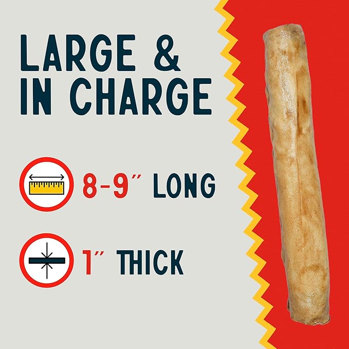 Canine Chews 8-9" Chicken Basted Dog Rawhide Retriever Rolls (25 Pack) - USA-Sourced Chicken Basted Dog Chews - Healthy Dental Chews
