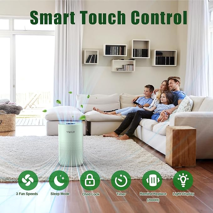 𝐍𝐞𝐰𝐞𝐬𝐭 Air Purifiers for Home Bedroom up to 800 ft², VNIUP H14 HEPA Room Air Purifiers for Bedroom with Fragrance Function, with Sleep Mode Air Cleaner for Pet Dander Odor Dust Smoke, ZQA-4000C
