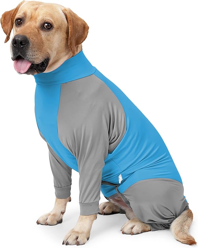 Dog Recovery Suit, Abdominal Wound After Surgery Wear, Prevent Licking Wounds, E-Collar & Cone Alternatives, Long Sleeve Postoperative Shirts Dog Pajamas Prevent Shedding(XL, Blue)