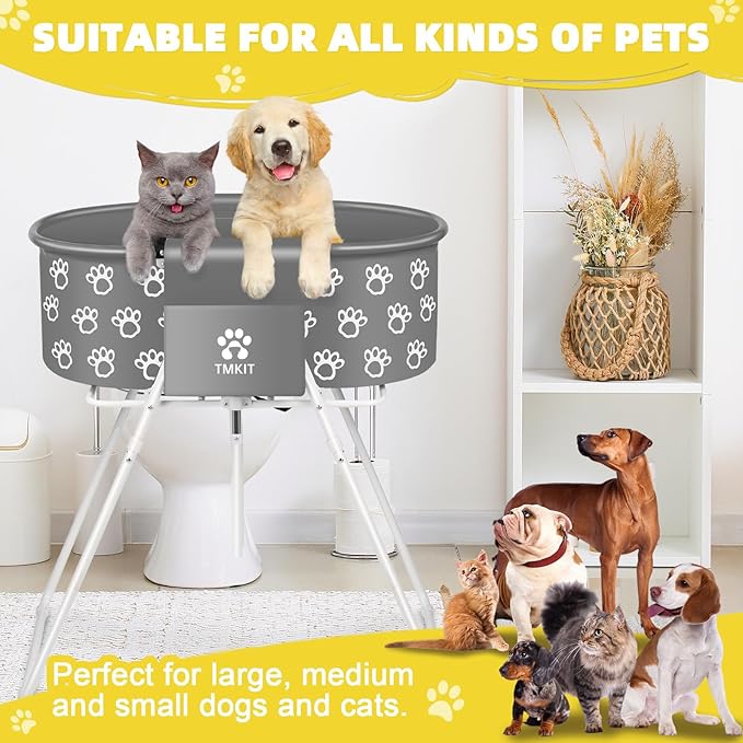 Dog Bathtub, Elevated Dog Bath Tub for Pet Bathing Shower and Grooming. Portable, Foldable with Safety Lock, Professional Pet Dog Washing Station for Small, Medium, Large Dogs Cats, No Backache
