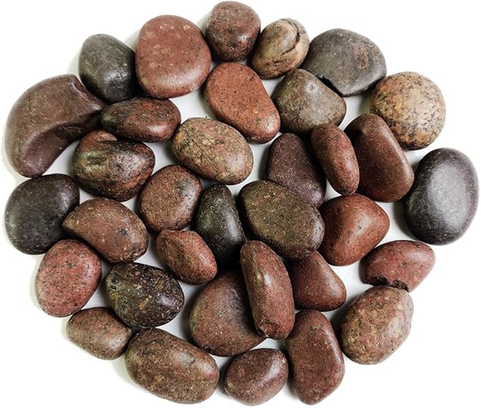 HappyFiller Natural Decorative Pebbles Polished Gravel Rocks Stones for Aquarium,Fish Turtle Tank,Outdoor Indoor Plants Top Dressing,Succulents Soil Cover,Garden Landscaping,2 LB,Red Mix