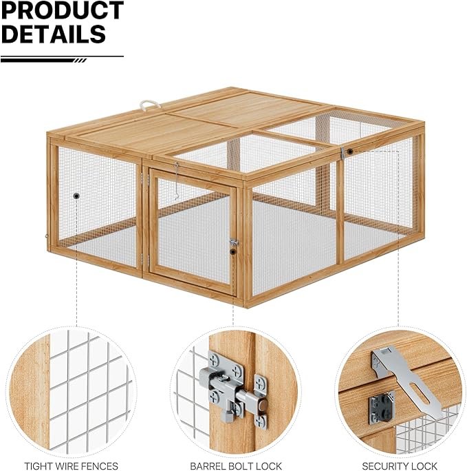 MoNiBloom Portable Chicken Run Rabbit Hutch Folding Chicken Cage Hen Coop for Indoor/Outdoor, Top and Side Opening Doors Small Animal Pet Playpen No Assembly Required Poultry Cage 45.5 x 42.5 x 20 in