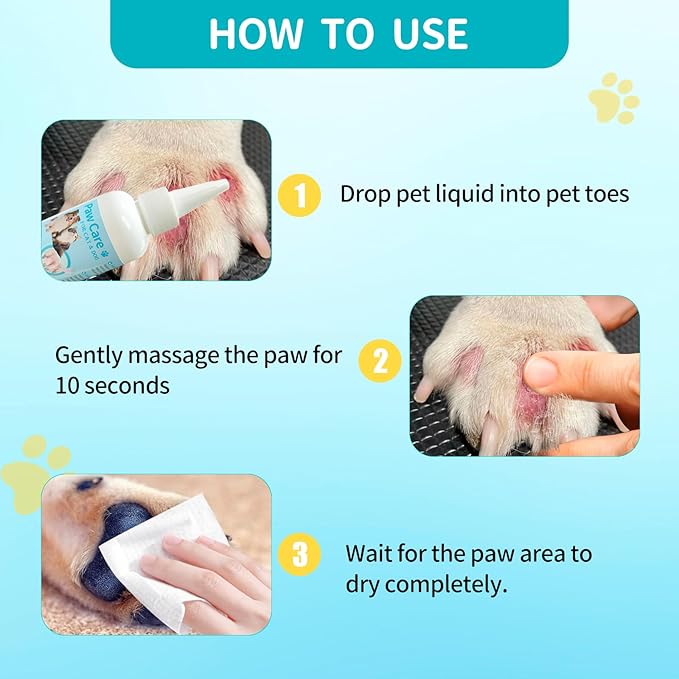 Itch Relief Dog Paw Cleaner, Dog Licking Paws Treatment,Paw Cleaner for Dogs,3.4oz Dog Paw Cleaning Solution, Dog Foot Cleaner, No Rinse Pet Toes Drops Safe Cat Cleanser Care for Cleaning Grooming
