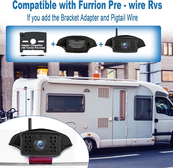 7 Inch RV Backup Camera Wireless, HD 1080P DVR Backup Camera High-Speed Rear View Observation System Stable Signals for RVs, Trucks, Trailers, IP69 Waterproof IR Night Vision