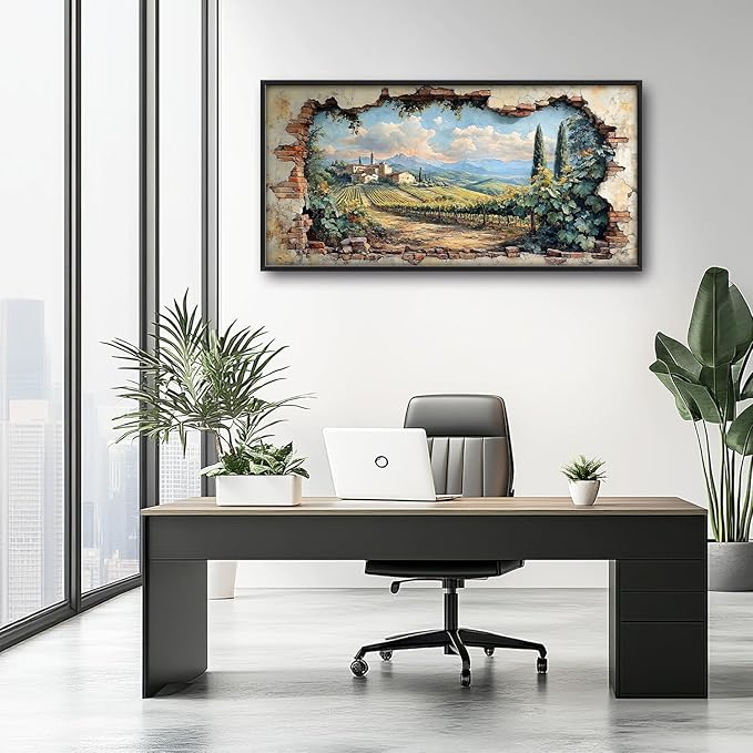 Large Farmhouse Country Landscape Wall Art for Living Room, Rustic Countryside Canvas Oversized Wall Decor, Vintage Scenery Framed Pictures Painting Print Artwork for Bedroom Office 60L" x 30W"