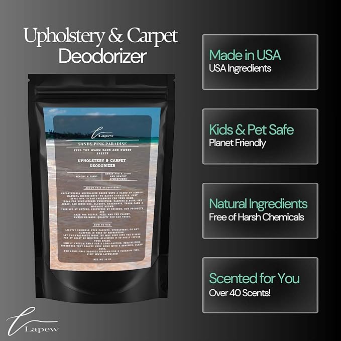 Sandy Pink Paradise Carpet Freshener Powder 16 oz | Powerful Odor Eliminator for Home | Upholstery Deodorizer | Carpet Deodorizer | Pet Urine | Cat Litter Box | Pink Sands Fragrance