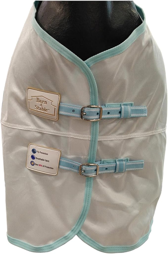 BARN & STABLE Breathable and Tear-Resistant Horse Fly Sheet with UV Protection Equine Summer Sheet Horse Fly Blanket with Removable Web Leg Straps