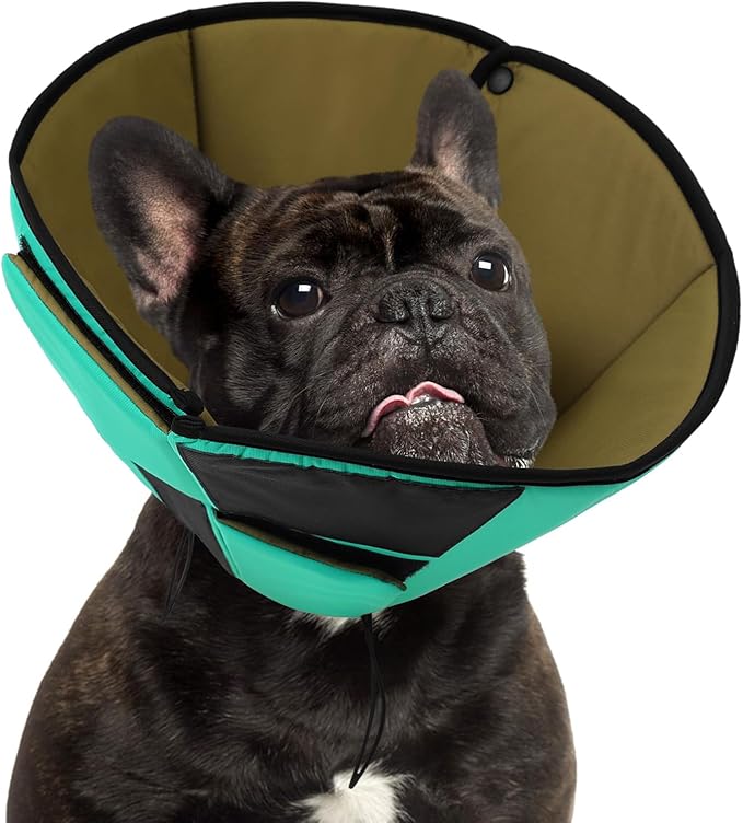 Small Dog Cone Collar, Adjustable Soft Dog Cone for Small Dogs to Stop Licking, Breathable Pet Recovery Cone for Small Male Female Dogs, Green S