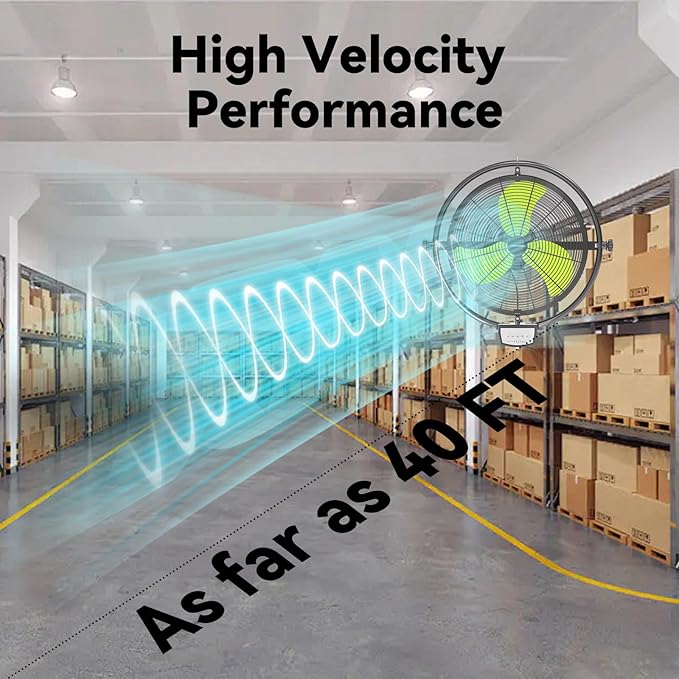 20 Inch Wall Metal Fan Pro Series Remote Control, High Velocity Wall Mount Fans for Commercial, Residential, Warehouse, Covered Patio, Shop, Garage, Barn 3 Speed 5200 CFM UL Safety Listed