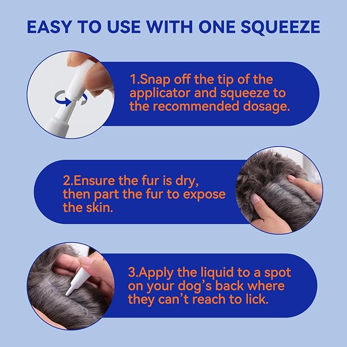Flea and Tick Prevention for Dogs, Addcool Dog Flea and Tick Treatment, Flea & Tick Control Topical Drops, 3 Doses, Vet-Recommended(45-88 lbs)