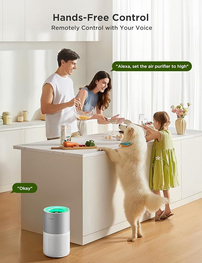 GoveeLife Air Purifiers for Home, Smart Air Purifier for Large Rooms with App & Alexa Control, Covers up to 1162ft², Air Quality Monitor, PM2.5 Sensor Air Purifier for Pet Hair, Pollen, Dust, Smoke