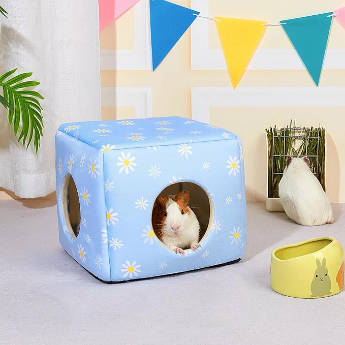 Bienbee Guinea Pig Hideout, Washable Guinea Pigs House Cozy Guinea Pigs Bed for Small Pet Bunny/Rabbit/Hamster/Chinchilla Guinea Pig Accessories Daisy