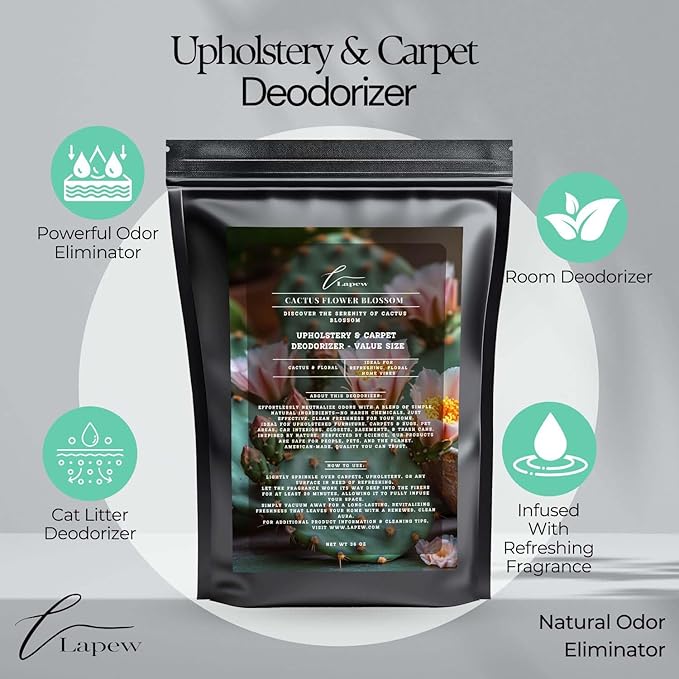 Cactus Flower Blossom Carpet Freshener Powder Refill 36 oz | Powerful Odor Eliminator for Home | Upholstery Deodorizer | Carpet Deodorizer | Pet Urine | Cat Litter Box | Baja Cactus Blossom Fragrance