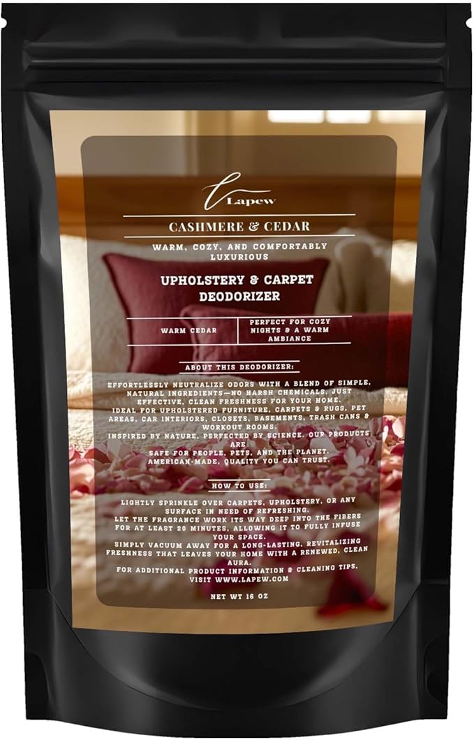Cashmere Cedar Carpet Freshener Powder: Powerful Odor Eliminator for Home, Upholstery Deodorizer, Carpet Deodorizer, Pet Urine, Cat Litter Box - Cashmere Cedar Fragrance.