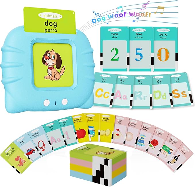 Toddler Toys Bilingual English and Spanish Talking Flash Cards for 1 2 3 4 5 6 Year Old Boys and Girls, Autism Sensory Toys for Autistic Children, Learning Educational Speech 250 Sight Words