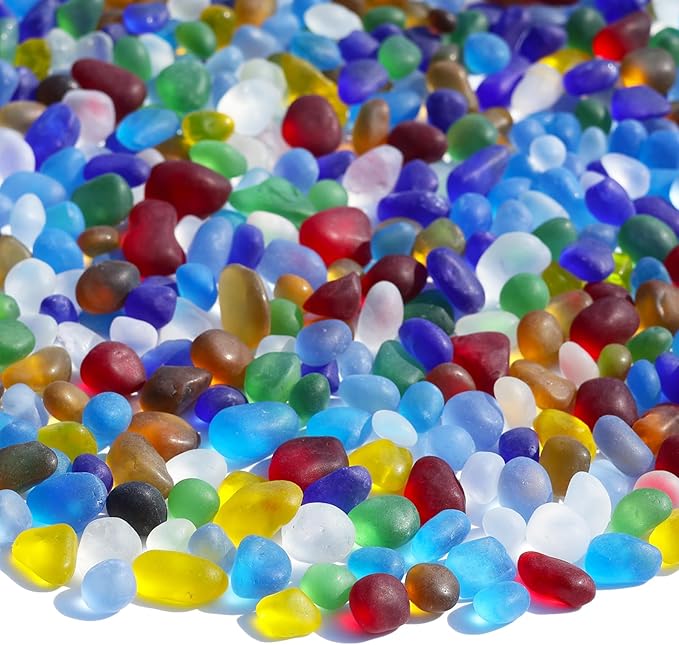 Sea Glass Stones - 2.9LB/46.4oz Colorful Frosted Glass Pebbles Gemstones - Perfect for Aquarium Rocks, Fish Tank Gravel, Vase Fillers, Seaglass DIY Crafts, and Home Decor