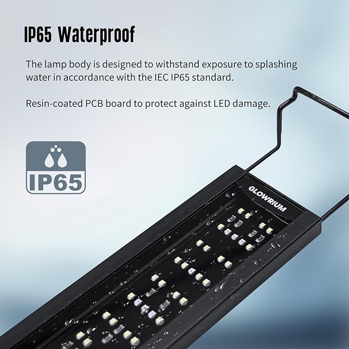 GLOWRIUM Aquarium Light, LED Freshwater Fish Tank Light with Timer, Full Spectrum Planted Aquarium Grow Lights with Daylight/Moonlight Mode, Brightness Adjustable, Auto On/Off (36-46 in)