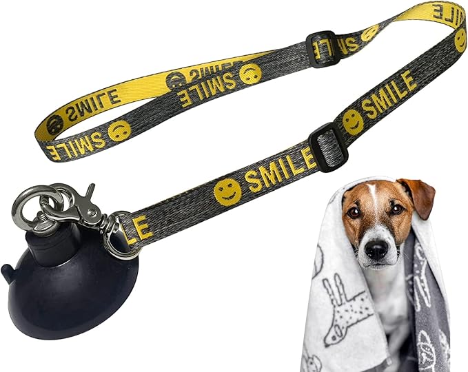 Dog Bathing Tether with Heavy Suction Cup, Dog Grooming Tub Restraint Leash with Adjustable Collar for Pet Cat Shower and Grooming