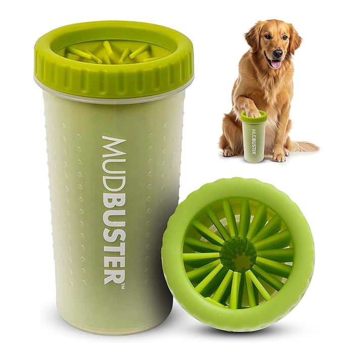 Dexas MudBuster Portable Dog Paw Cleaner, Green Large Paw Cleaning Solution for Premium Pet Supplies