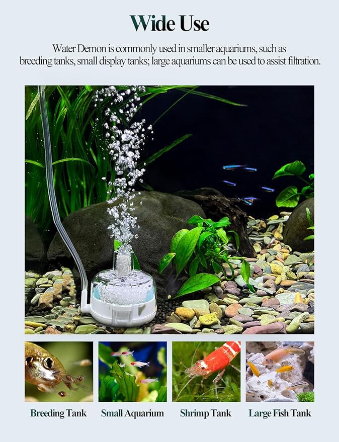 UPETTOOLS Mini Aquarium Sponge Filter, Small Fish Tank Filter Submersible Fish Filter Built-in Air Bubble Stone and Bio Balls for Fish Tanks up to 5 Gallon (Air Pump Not Included)